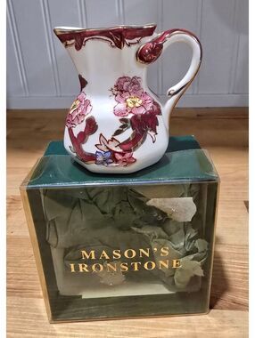 Mason's Ironstone Miniature Floral Pitcher Jug with Original Box Made in England